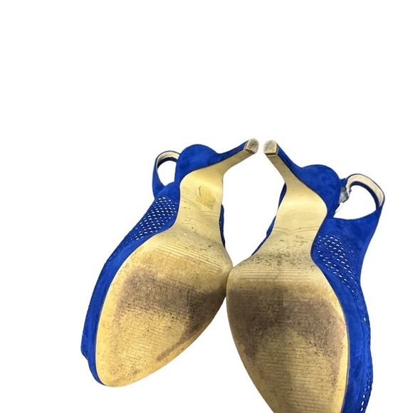 Enzo Angiolini Eascarla Peep toe blue suede stiletto heel, Size 10 - Picture 3 of 5